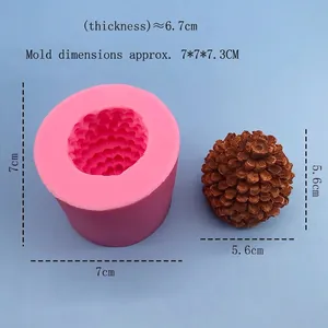 3D pinecone silicone mold for cake decorating and chocolate baking with dimensions