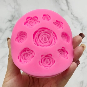 Moule en silicone rose à 9 cavités de roses pour décoration de gâteaux et savon