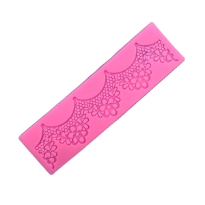 Pink lace floral pattern silicone mold for fondant cake borders and DIY baking crafts