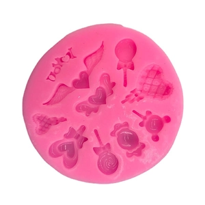 Rosa Silikonform mit Herz-Flügeln und I Love You Schriftzug für DIY Süßigkeiten