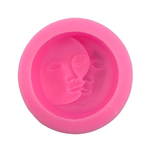 Stampo in silicone rosa con volti lunari 3D per sapone fai-da-te e creazione candele