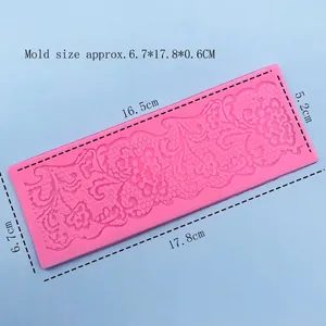 Pink silicone lace flower mold for fondant cake decoration with 17.8x6.7cm dimensions