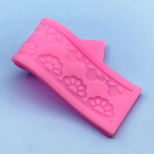Pink paw print lace silicone mold for fondant cake decorating and chocolate borders