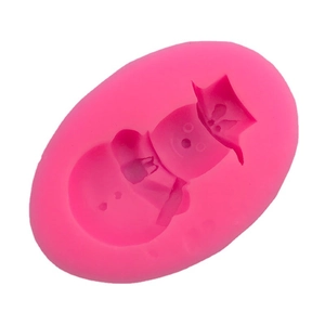Pink snowman silicone mold with top hat for Christmas cake decorating and chocolate baking