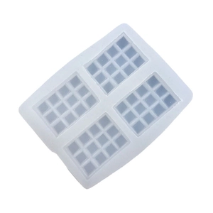 Molde de silicona blanca con cuatro ranuras rectangulares y rejilla para chocolate DIY