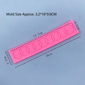 Pink silicone ring pattern mold for fondant cake borders with precise dimensions