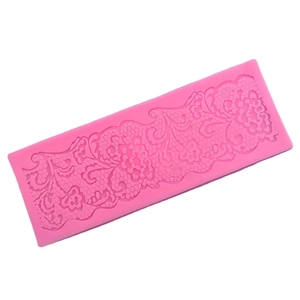 Pink silicone lace flower mold for fondant cake border decoration and DIY baking craft