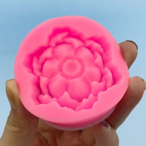 Pink lotus flower shaped silicone mold for DIY cake baking and soap making
