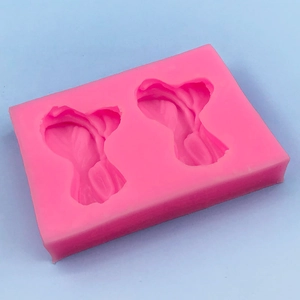 Pink silicone mold for cabbage and vegetable shapes used for fondant cake decoration