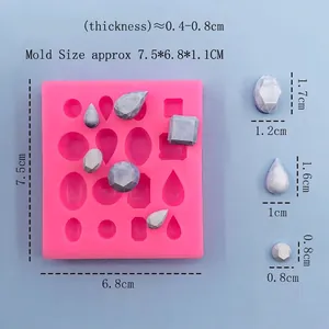 Pink geometric silicone mold for DIY crystal gemstone jewelry and pendant crafting