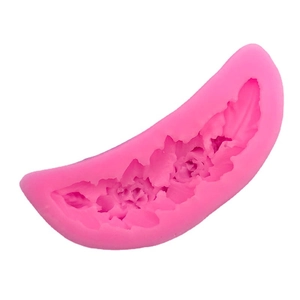 Pink silicone feather and flower wreath mold for fondant cake and chocolate DIY baking