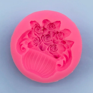 Detail of rose basket pattern silicone mold for fondant and soap DIY baking projects