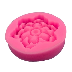 Pink lotus flower shaped silicone mold for DIY fondant cake baking and soap crafting