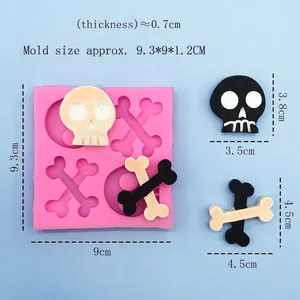 Pink skull and crossbones silicone mold for Halloween chocolate and fondant DIY crafts