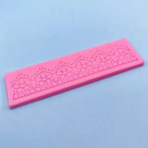 Pink silicone lace flower mold for fondant cake decorating and DIY chocolate baking