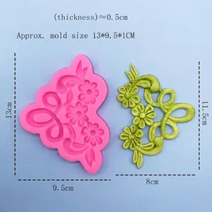 Pink silicone floral vine lace mold for DIY fondant cake decoration and chocolate