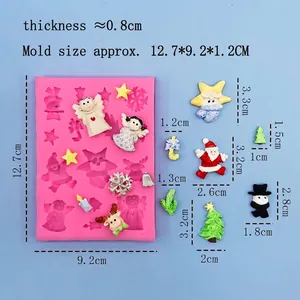 Pink Christmas silicone mold for snowflakes and stars, baking tool for chocolate and fondant