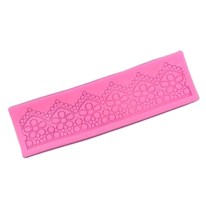 Pink silicone lace flower mold for cake decorating and DIY baking chocolate borders
