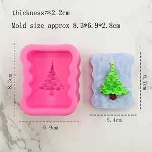 Rectangular Christmas tree silicone mold for soap and candle making with 3D embossed pattern