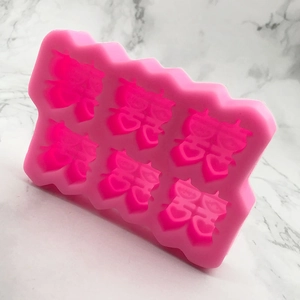 Rose pink 6-cavity silicone mold with Double Happiness 囍 characters for wedding treats