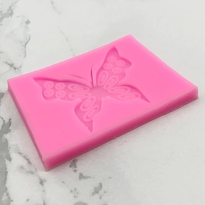 Pink rectangular butterfly silicone mold for fondant cake and chocolate baking DIY