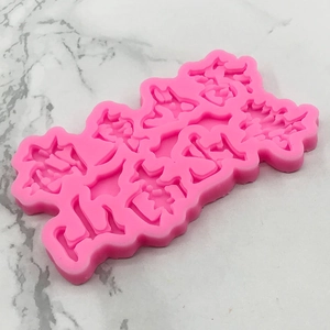 Pink silicone font mold for fondant and chocolate with Chinese blessing characters