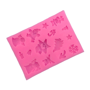 Christmas silicone mold with snowflake and tree shapes for baking and chocolate decorating