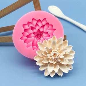 Lotus Dahlia Flower Silicone Mold For Cake Fondant Chocolate Candle Soap Making Pink 3D Floral DIY Baking Tool Decor