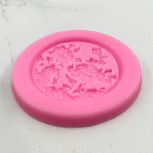 Pink silicone mold featuring Chinese style dragon and floral relief for cake decorating