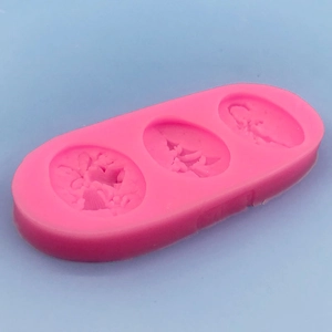 Stampo in silicone rosa per albero di Natale e campana, strumento da forno DIY a 3 cavità