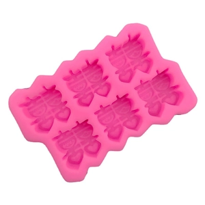 Pink silicone mold featuring six traditional Double Happiness characters for wedding sweets