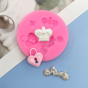 DIY Heart Lock Crown Key Motorcycle Silicone Mold Fondant Chocolate Cake Decoration Biscuit Baking Tool For Kitchen Handmade Craft