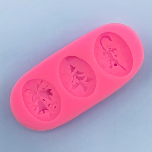 Stampo in silicone rosa con albero di Natale, campana e bastoncino per dolci fai-da-te