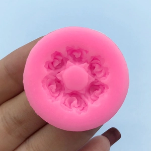 Pink silicone round rose wreath mold for DIY fondant cake and handmade soap crafting