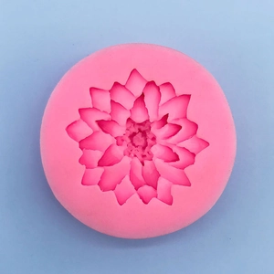 Detailed top view of pink silicone lotus flower mold for fondant and candle making