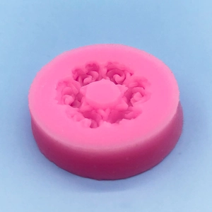 Pink circular rose wreath silicone mold for fondant cake and handmade DIY soap projects