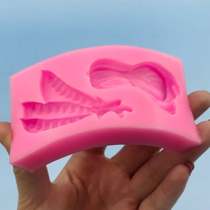 Rosa Silikonform mit Federmustern für DIY-Fondant und Tortendekorationen