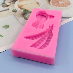 Rosa Silikonform mit Erbsenschote und Vogelmotiven für Fondant-Kuchendekoration