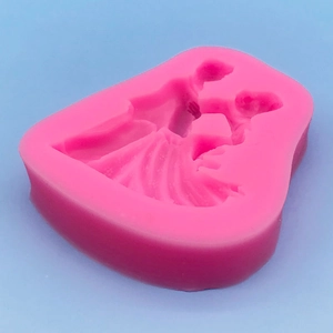 Pink silicone wedding couple silhouette mold for DIY wedding cake or plaster crafts