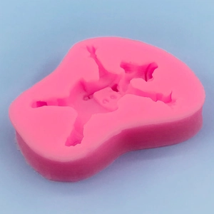 Pink silicone clown sponge character mold for DIY baking, chocolate and fondant cakes