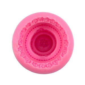 Pink 3D multilayer round silicone mold with lace flower patterns for cake fondant and crafts