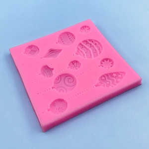 Pink silicone mold for Christmas ball ornaments and fondant cake decorations