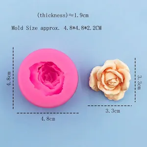 Pink silicone rose flower mold for DIY fondant cakes and chocolates with clear petal details
