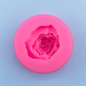 Top-down view of pink rose silicone mold showing detailed flower petal texture