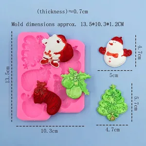 Christmas silicone mold for snowman and tree cakes with size dimensions included