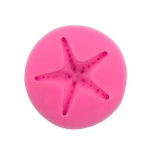 Pink starfish silicone mold for DIY chocolate fondant and cake decorating with round base