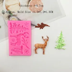 Christmas silicone mold with elk and tree shapes for DIY cake fondant and chocolate making