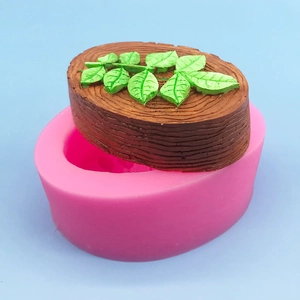 3D tree stump and leaf silicone mold for DIY soap and fondant cake decoration