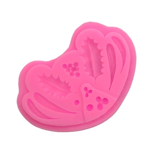 Pink silicone holly leaf and berry mold for DIY Christmas fondant cake decoration