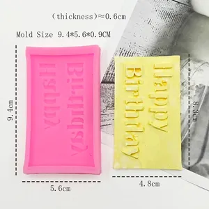 Silicone mold for Happy Birthday fondant or chocolate with letter cavity and pink finish
